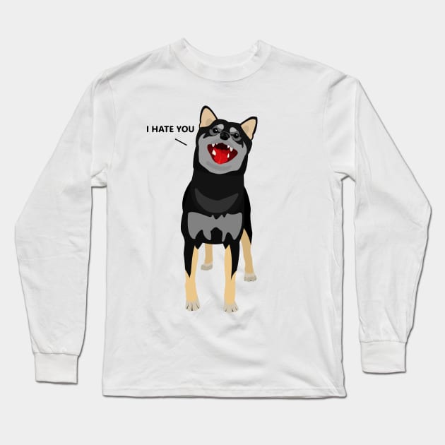 Black Shiba Inu Long Sleeve T-Shirt by MushroomEye